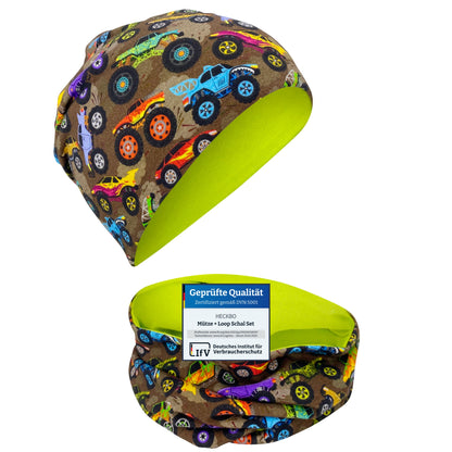 Kinder Beanie Mütze & Loop Set - Monster Truck
