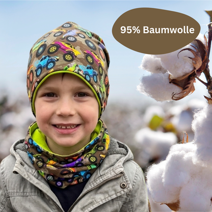 Kinder Beanie Mütze & Loop Set - Monster Truck