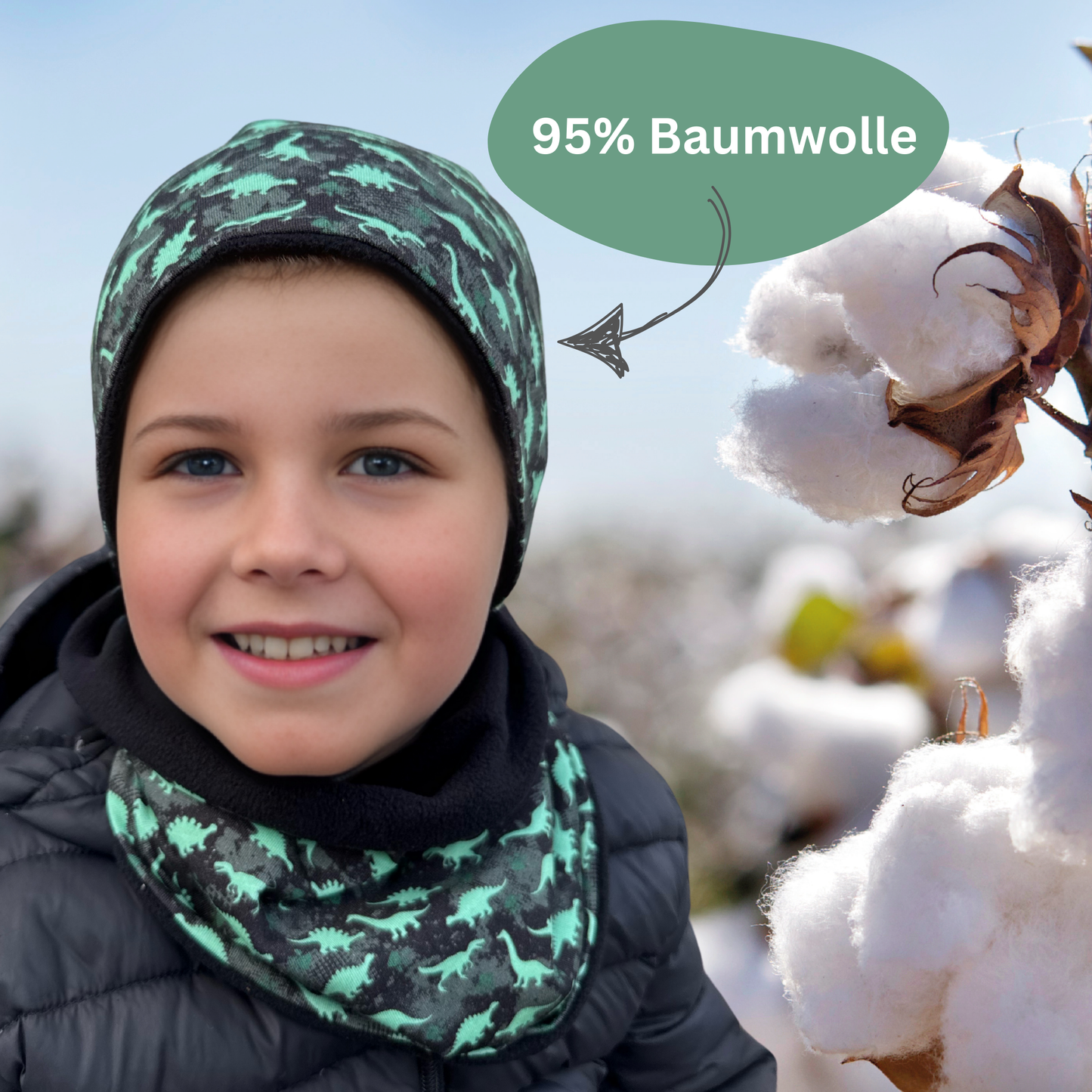 Kinder Beanie Mütze & Loop Set  - Dinosaurier