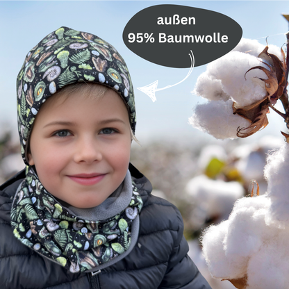 Kinder Beanie Mütze & Loop Set - T-Rex