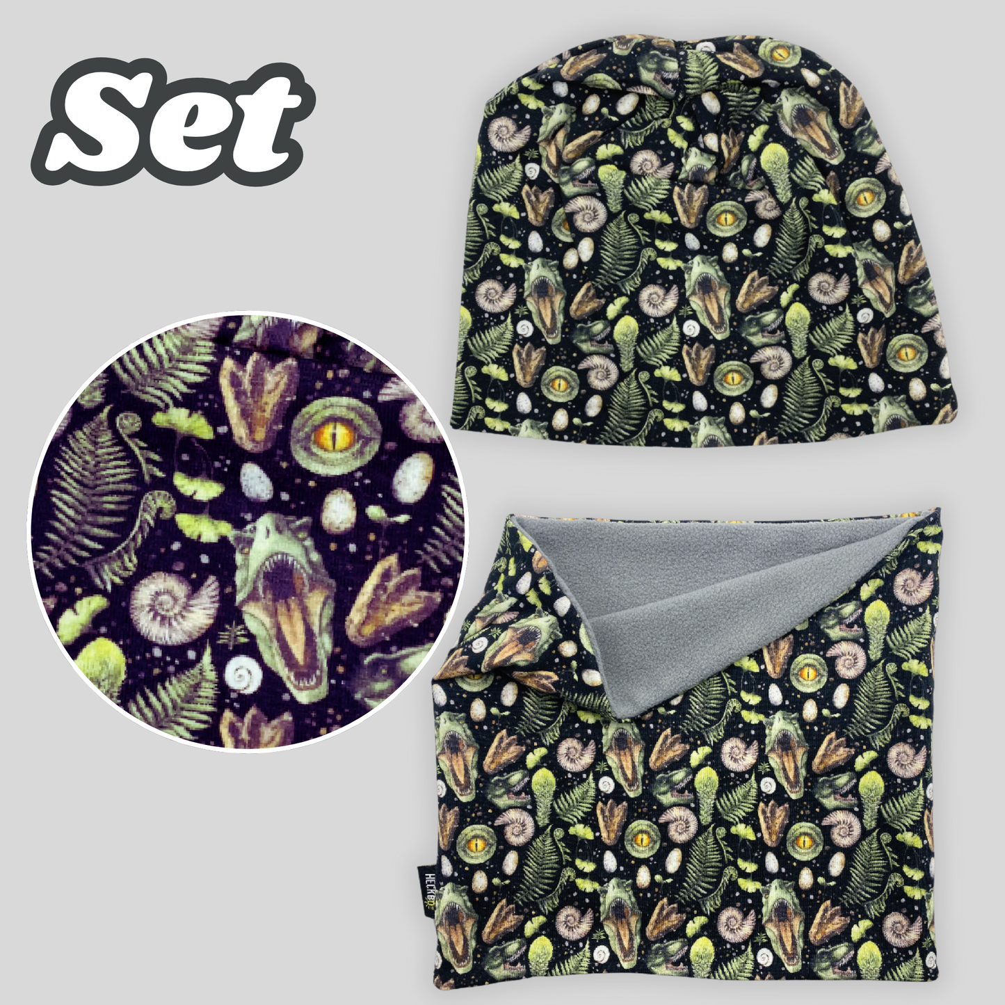 Kinder Beanie Mütze & Loop Set - T-Rex