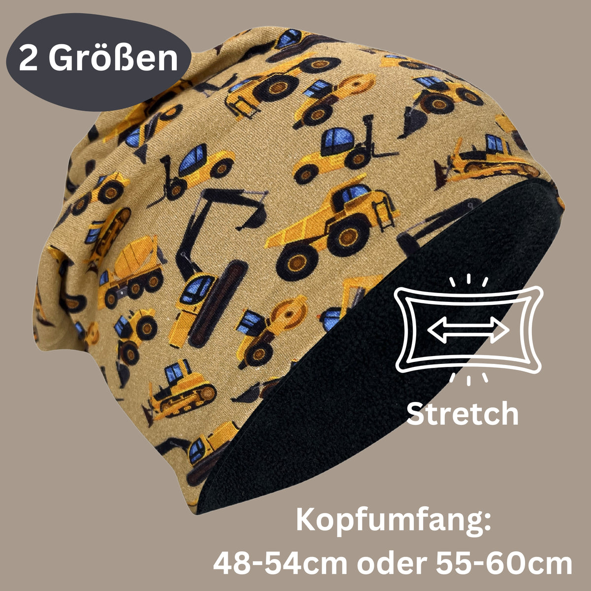 Kinder Beanie Mütze oder Loop - Baufahrzeuge