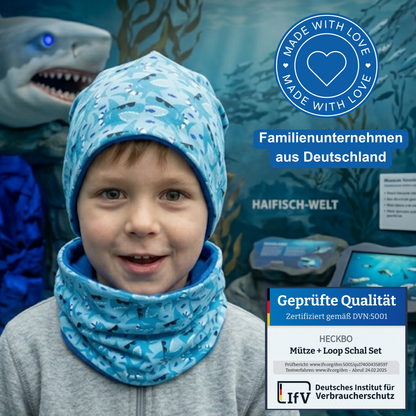 Kinder Beanie Mütze Beanie & Loop Set - Hai