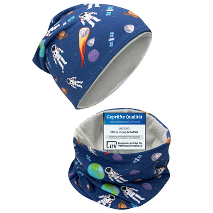 Kinder Beanie Mütze & Loop Set  - Astronaut