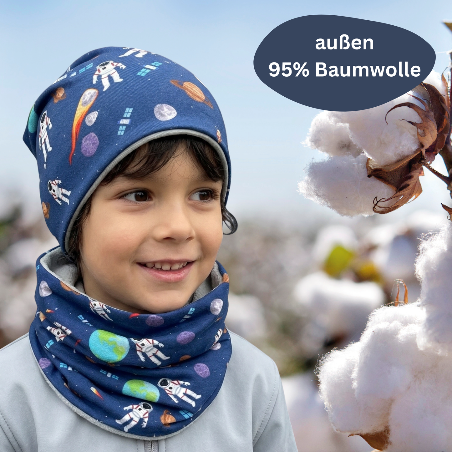 Kinder Beanie Mütze & Loop Set  - Astronaut
