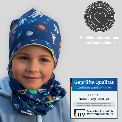Kinder Beanie Mütze & Loop Set  - Astronaut