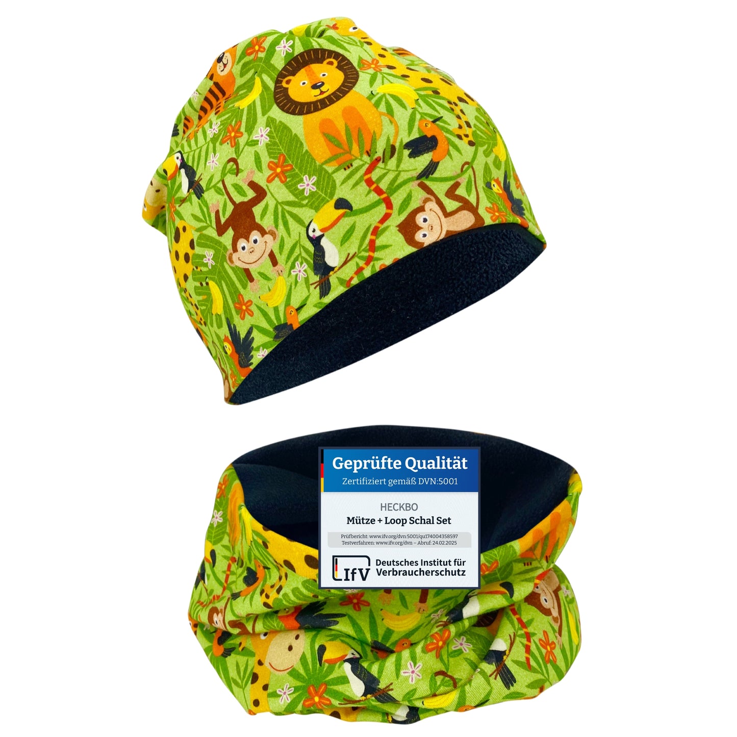 Kinder Beanie Mütze & Loop Set - Dschungel