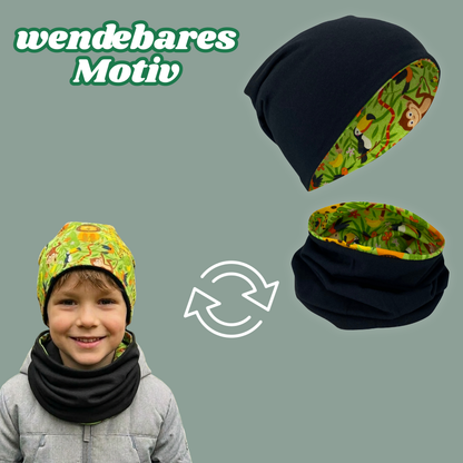 Kinder Beanie Mütze & Loop Set - Dschungel