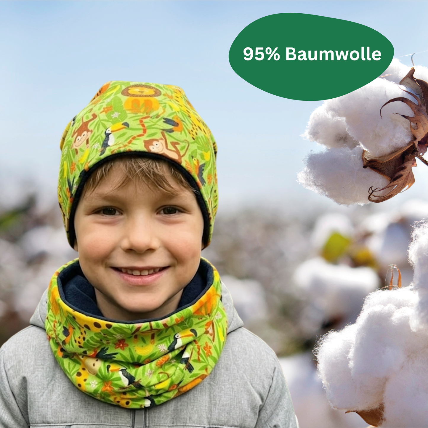 Kinder Beanie Mütze & Loop Set - Dschungel