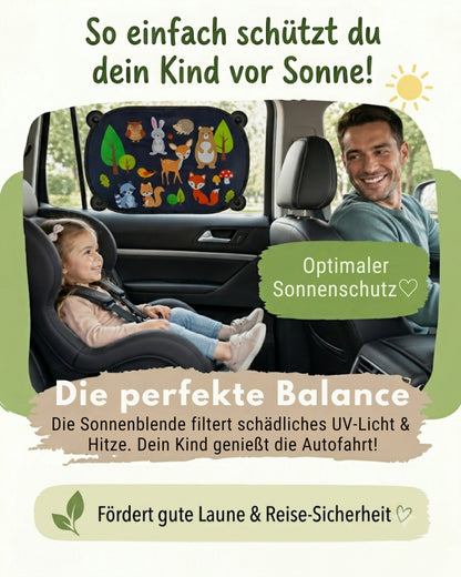 HECKBO Auto-Sonnenblenden Kinder Waldtiere – 2er-Set