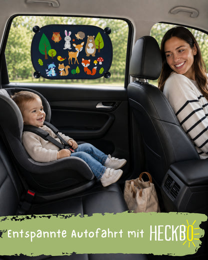 HECKBO Auto-Sonnenblenden Kinder Waldtiere – 2er-Set