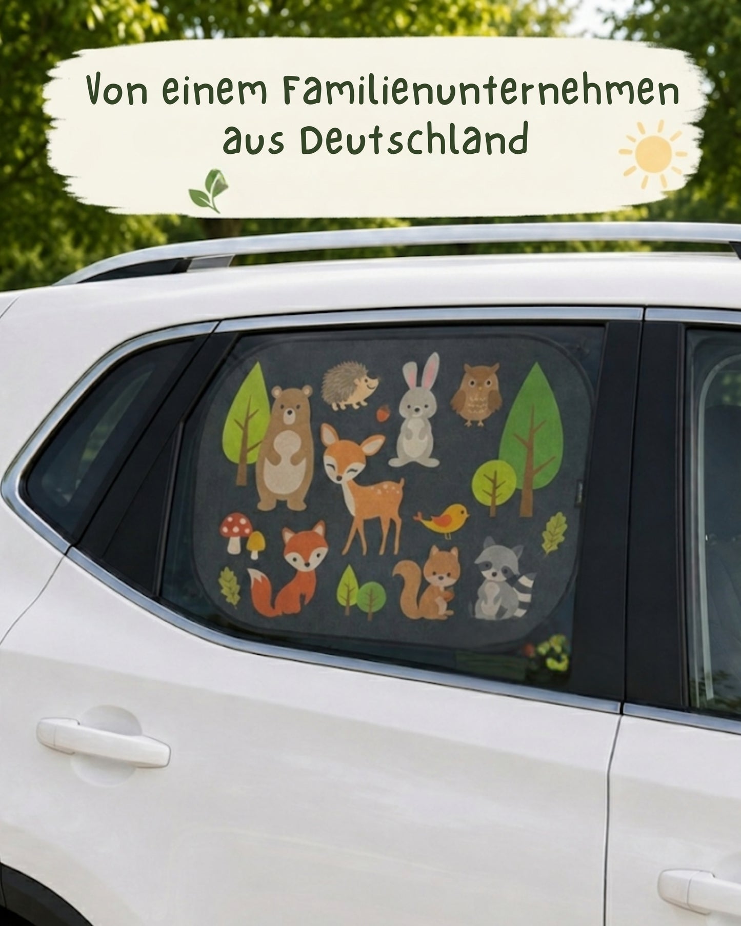 HECKBO Auto-Sonnenblenden Kinder Waldtiere – 2er-Set