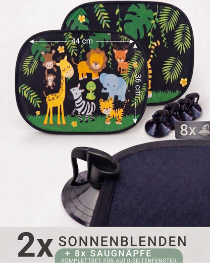 HECKBO Auto-Sonnenblenden Kinder Dschungel – 2er-Set