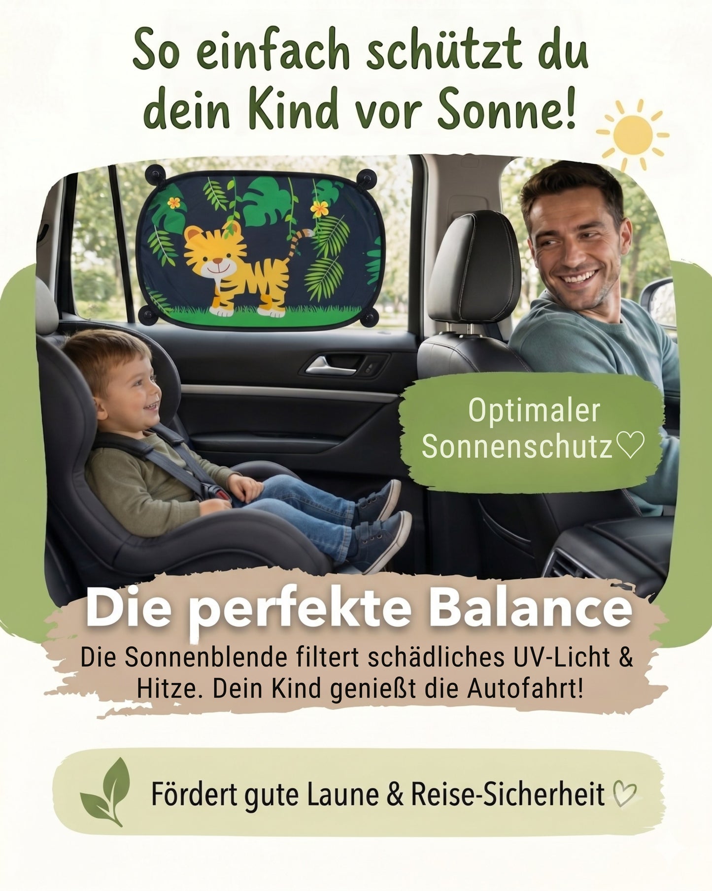 HECKBO Auto-Sonnenblenden Kinder Dschungel – 2er-Set