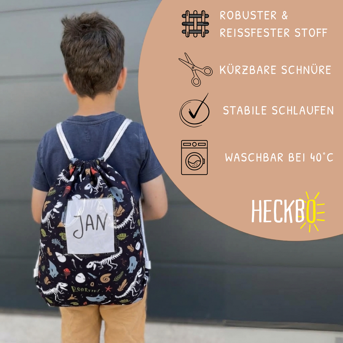 Kinder Turnbeutel Dino Skelett Tasche