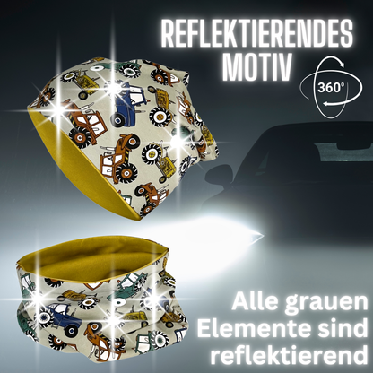 Kinder Reflektor Mütze &amp; Loop - Traktor