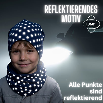 Kinder Reflektor Mütze & Loop - Punkte