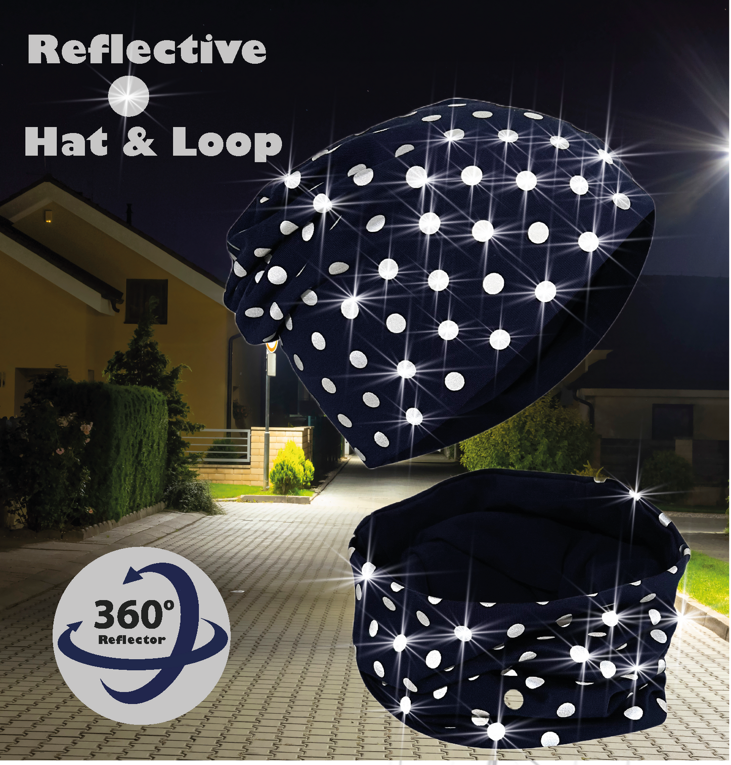 Kinder Reflektor Mütze & Loop - Punkte