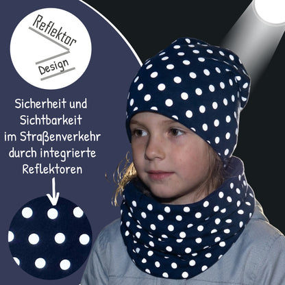 Kinder Reflektor Mütze & Loop - Punkte