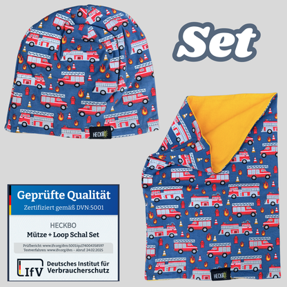 Kinder Reflektor Mütze & Loop - Feuerwehr