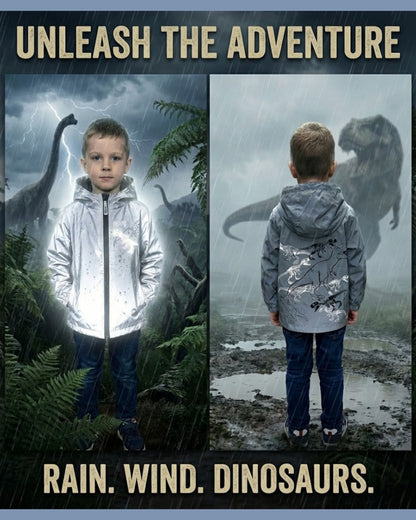 Kinder Reflektor Regenjacke Dinosaurier