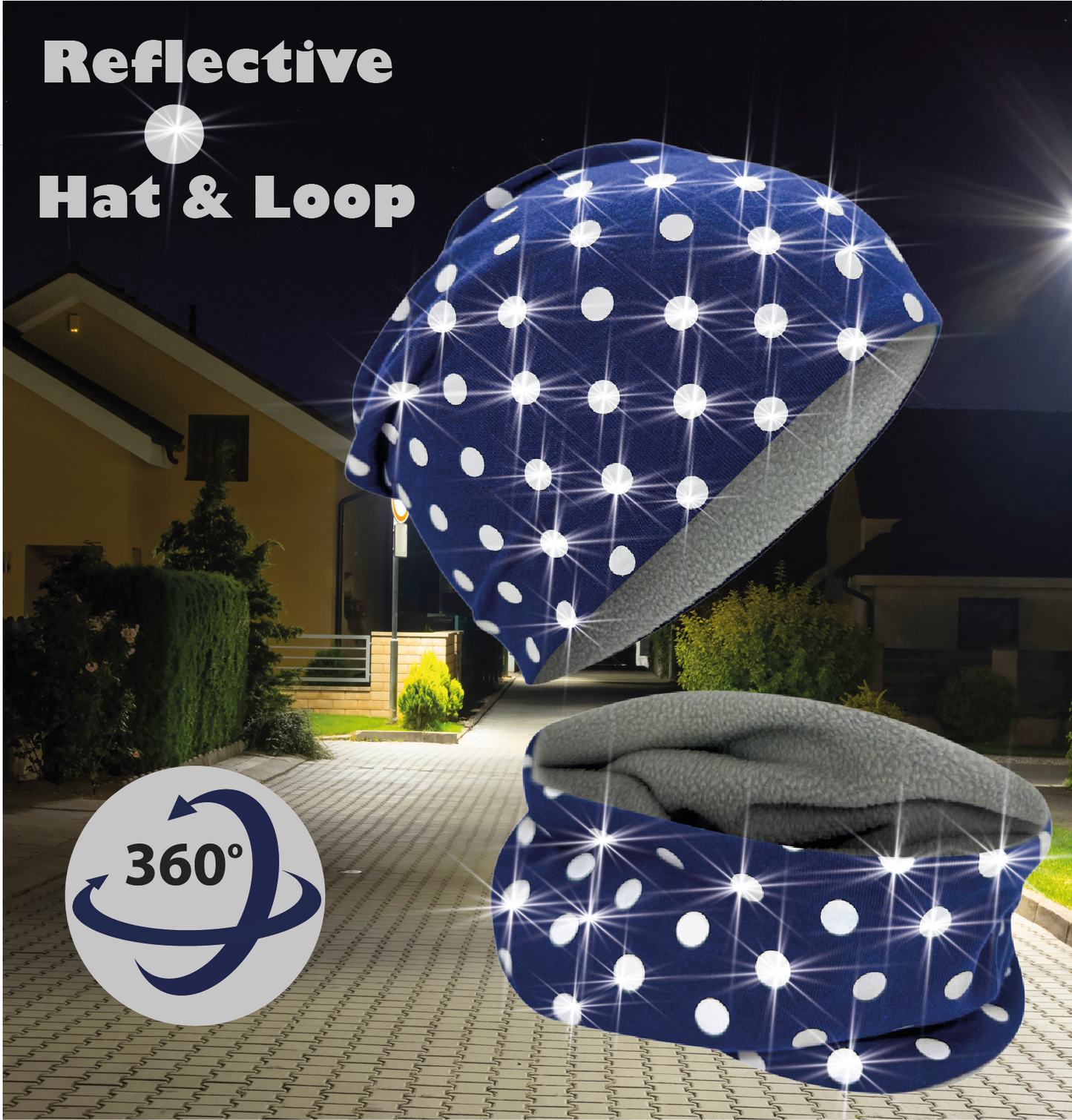 Kinder Reflektor Mütze & Loop - Punkte