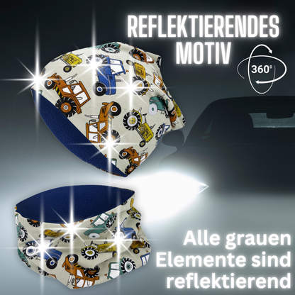 Kinder Reflektor Mütze &amp; Loop - Traktor