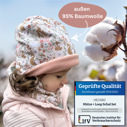 Kinder Reflektor Mütze & Loop Waldtiere