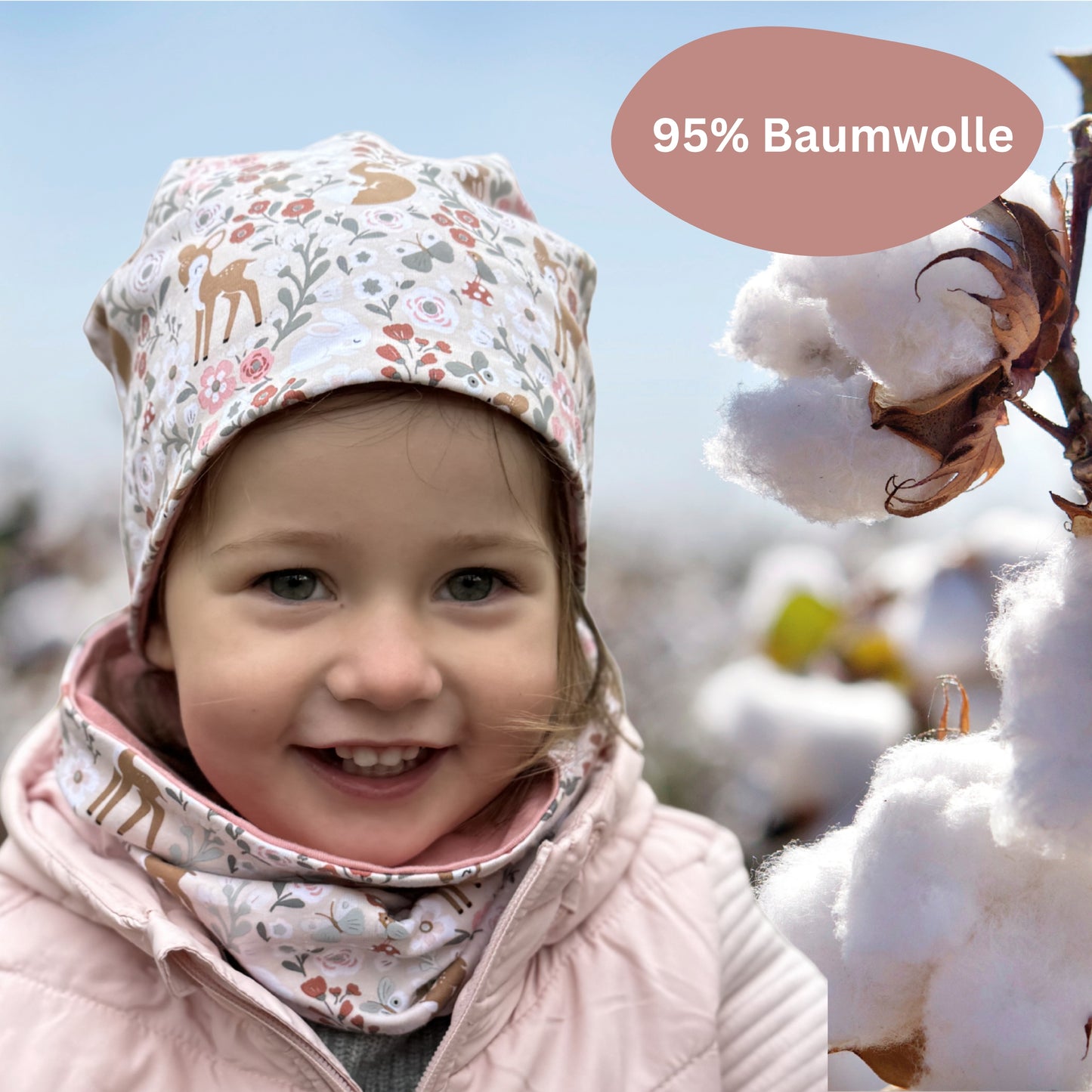 Kinder Reflektor Mütze & Loop Waldtiere