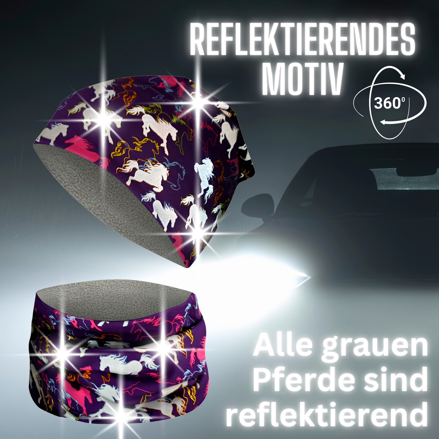 Kinder Reflektor Mütze & Loop Pferd