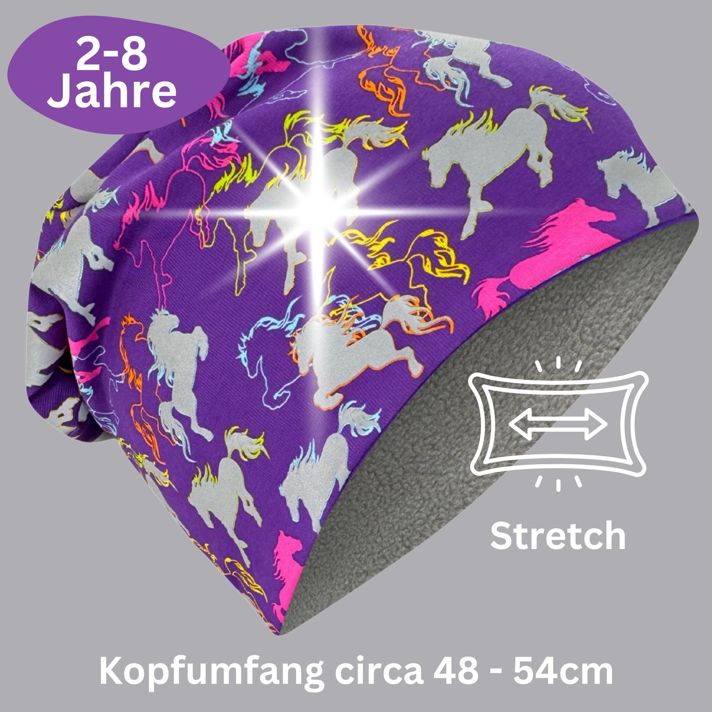Kinder Reflektor Mütze & Loop Pferd