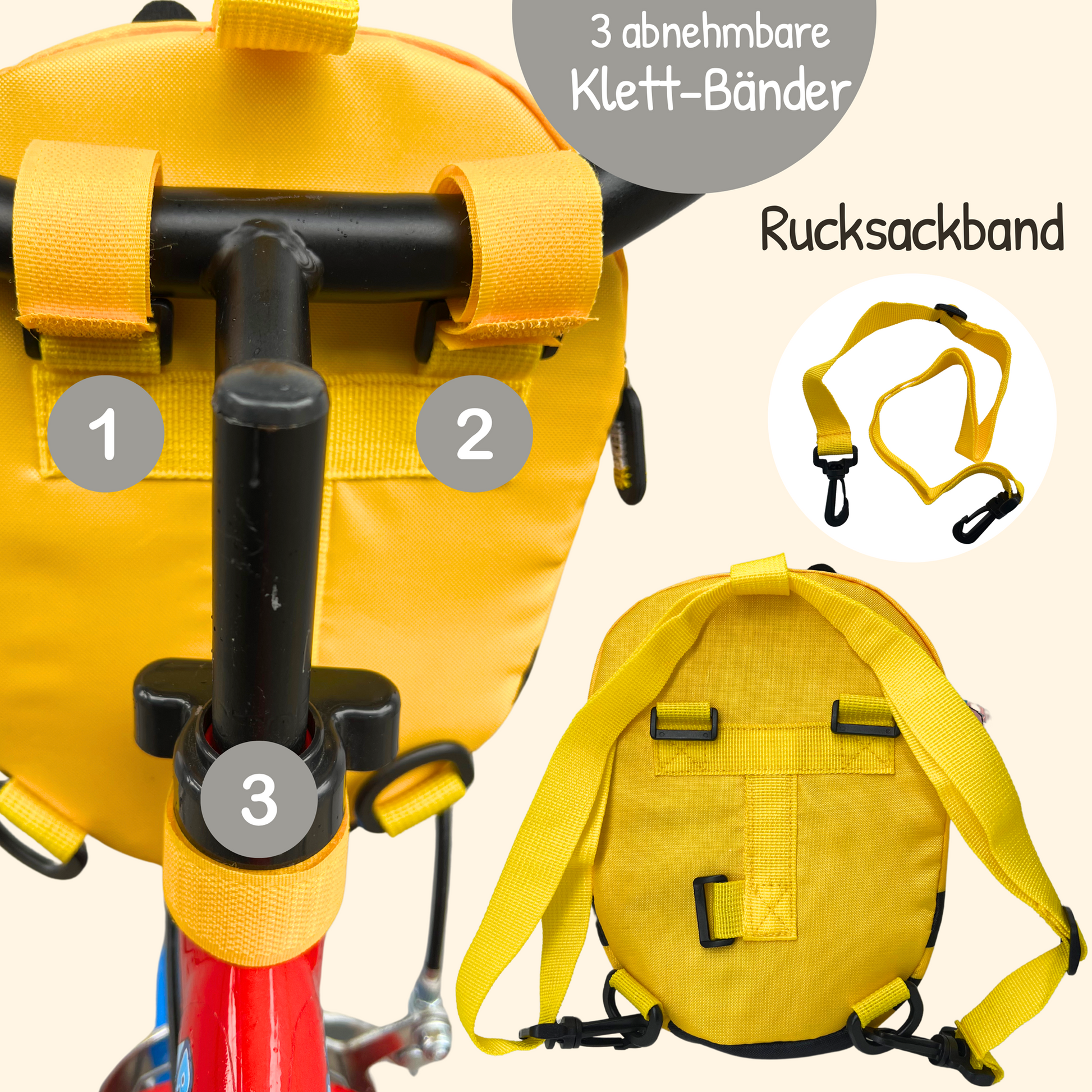 abnehmbare fahrradtasche 2-in-1 Bienen Fahrradtasche & Rucksack – Für kleine Entdecker – HECKBO