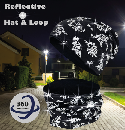 Kinder Reflektor Mütze & Loop Dinosaurier
