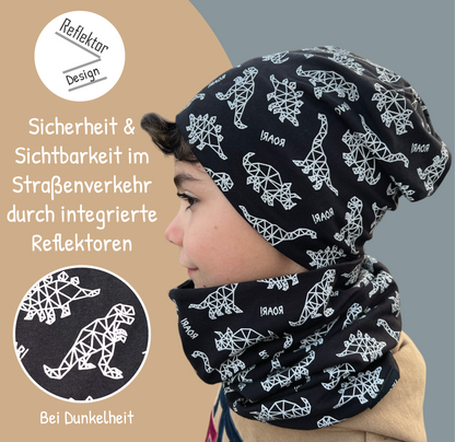 Kinder Reflektor Mütze & Loop Dinosaurier