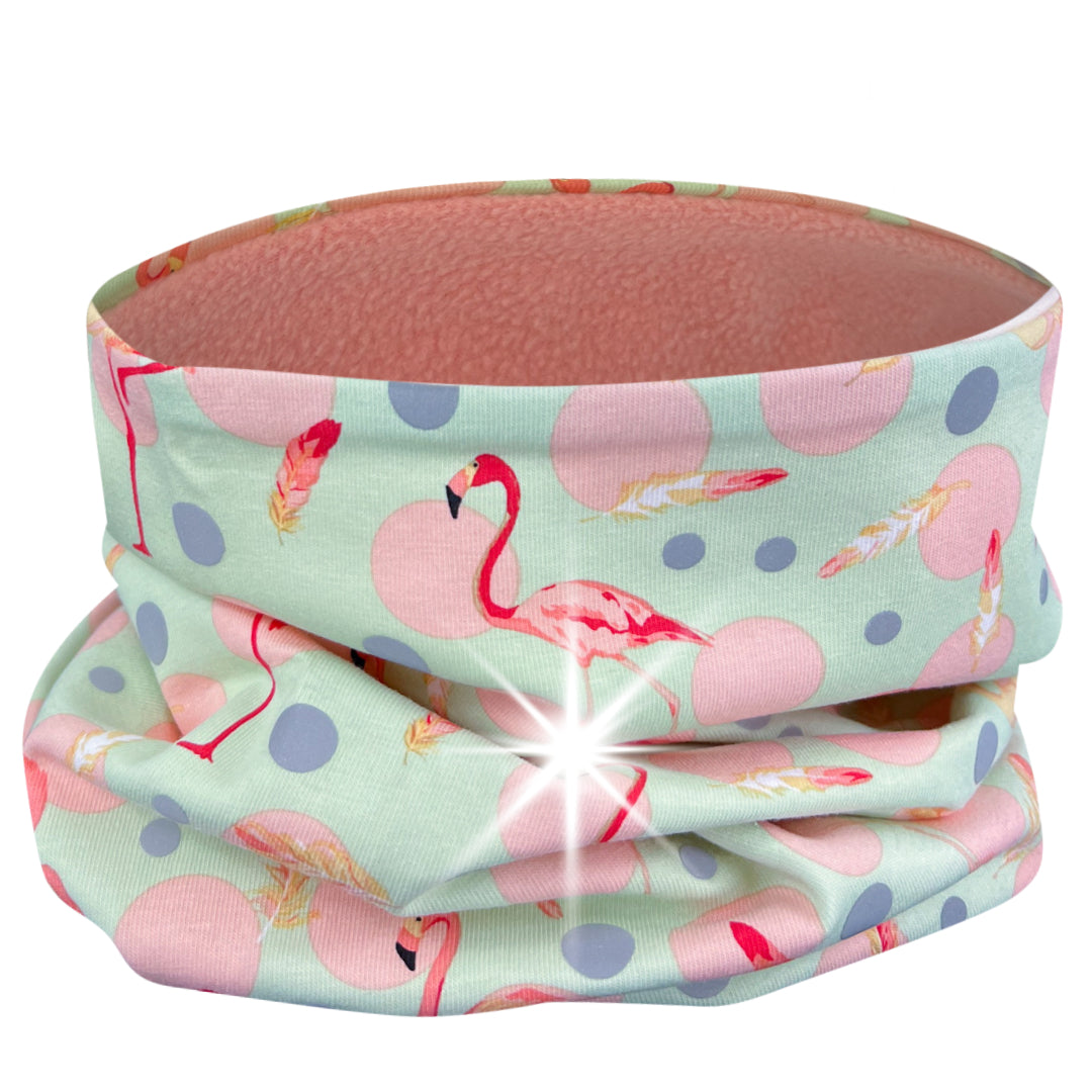 Reflektor Kinder Beanie Mütze oder Loop - Flamingo