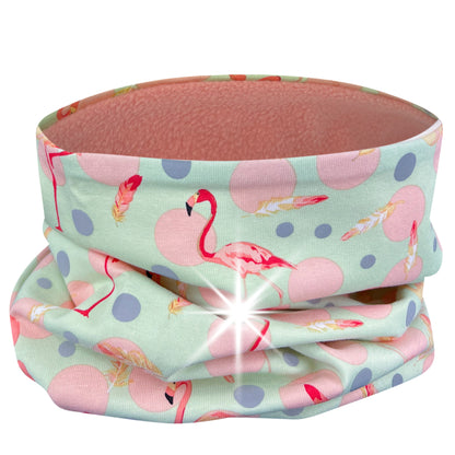 Reflektor Kinder Beanie Mütze oder Loop - Flamingo