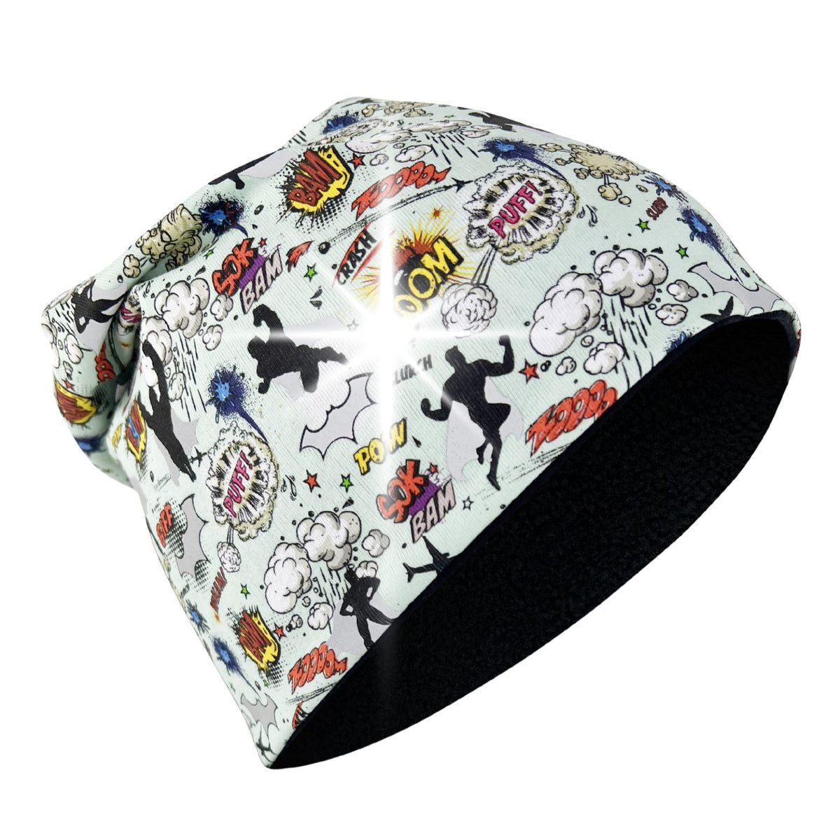 Reflektor Kinder Beanie Mütze oder Loop - Superheld
