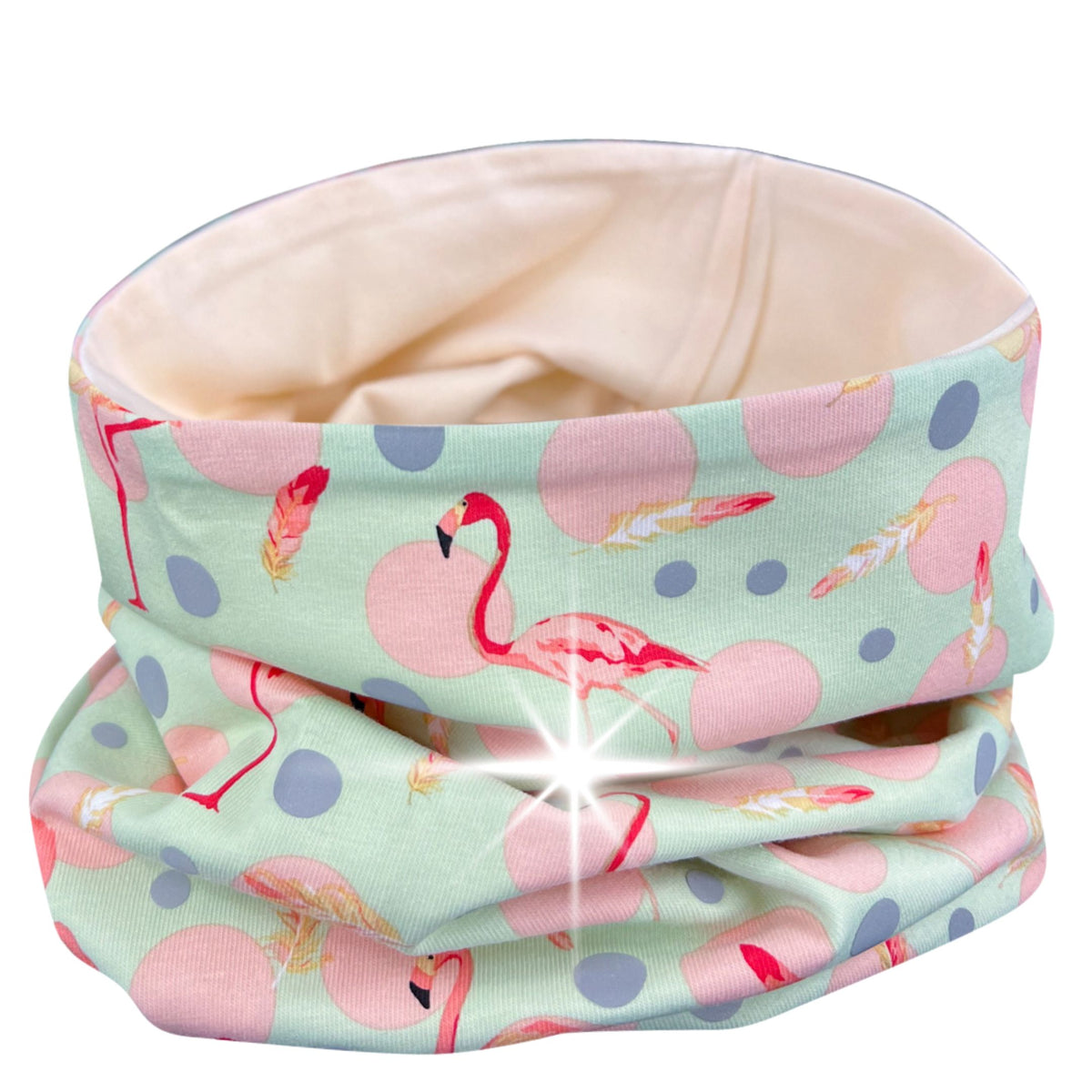 Reflektor Kinder Beanie Mütze oder Loop - Flamingo