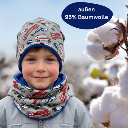 Kinder Beanie Mütze & Loop - Einsatzfahrzeuge