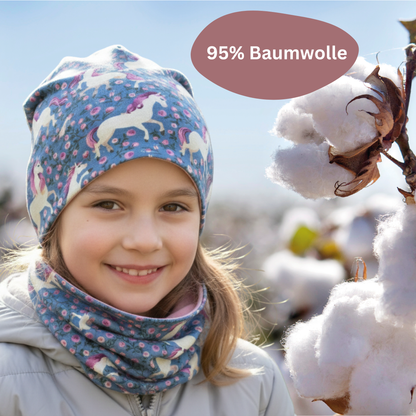 Kinder Beanie Mütze &amp; Loop Set - Pferd