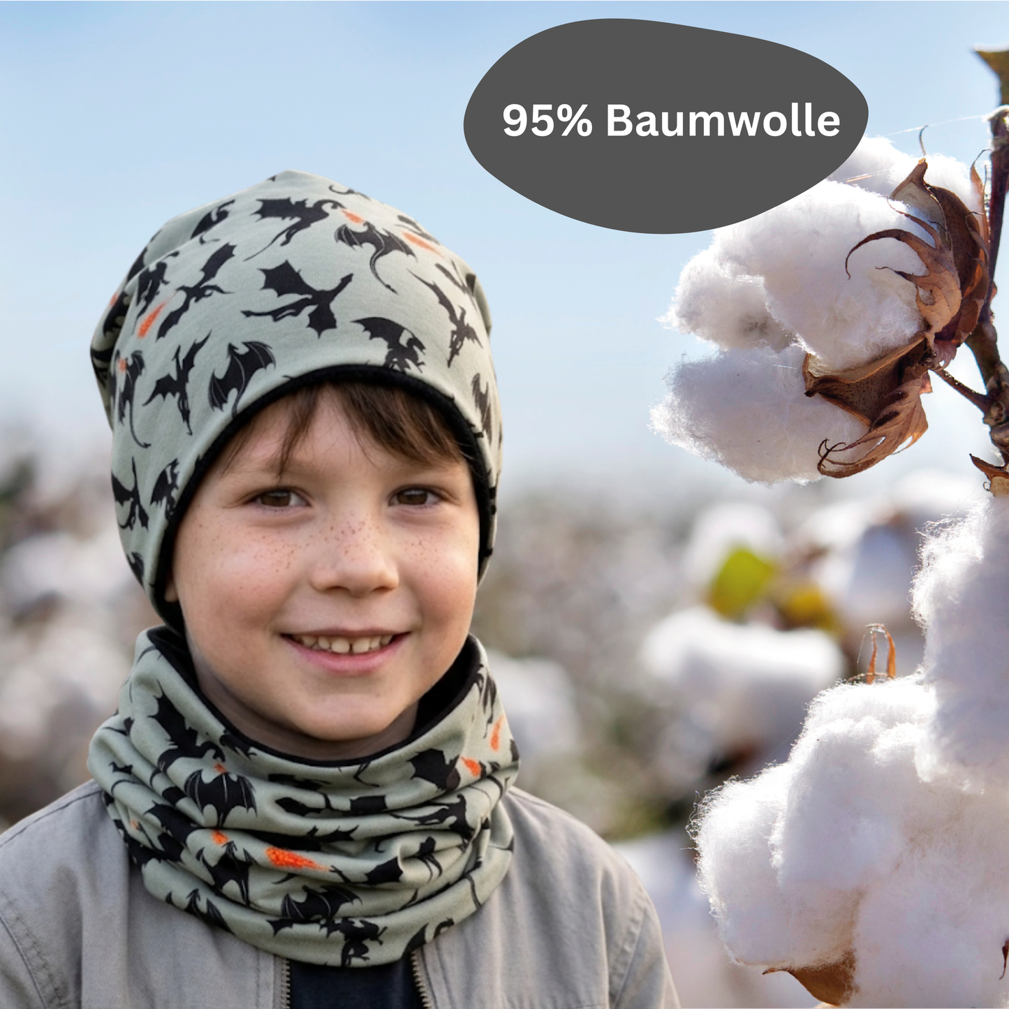 Kinder Beanie Mütze & Loop - Drachen