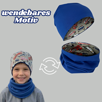 Kinder Beanie Mütze & Loop - Einsatzfahrzeuge