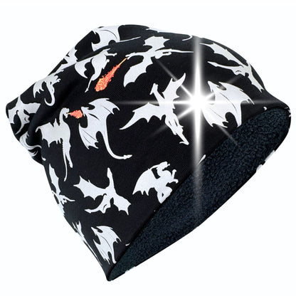 Reflektor Kinder Beanie Mütze oder Loop - Drachen