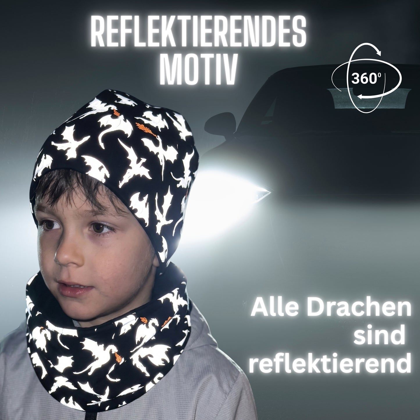 Kinder Reflektor Mütze & Loop Drachen