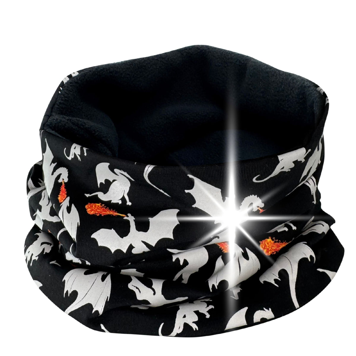 Reflektor Kinder Beanie Mütze oder Loop - Drachen