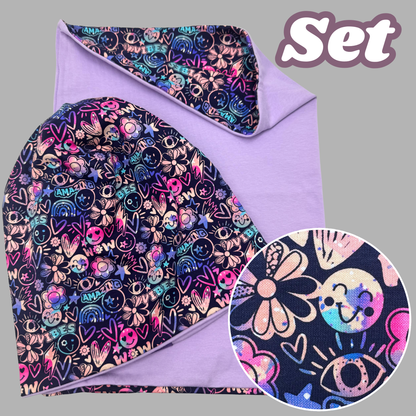Kinder Beanie Mütze & Loop - Flower Power