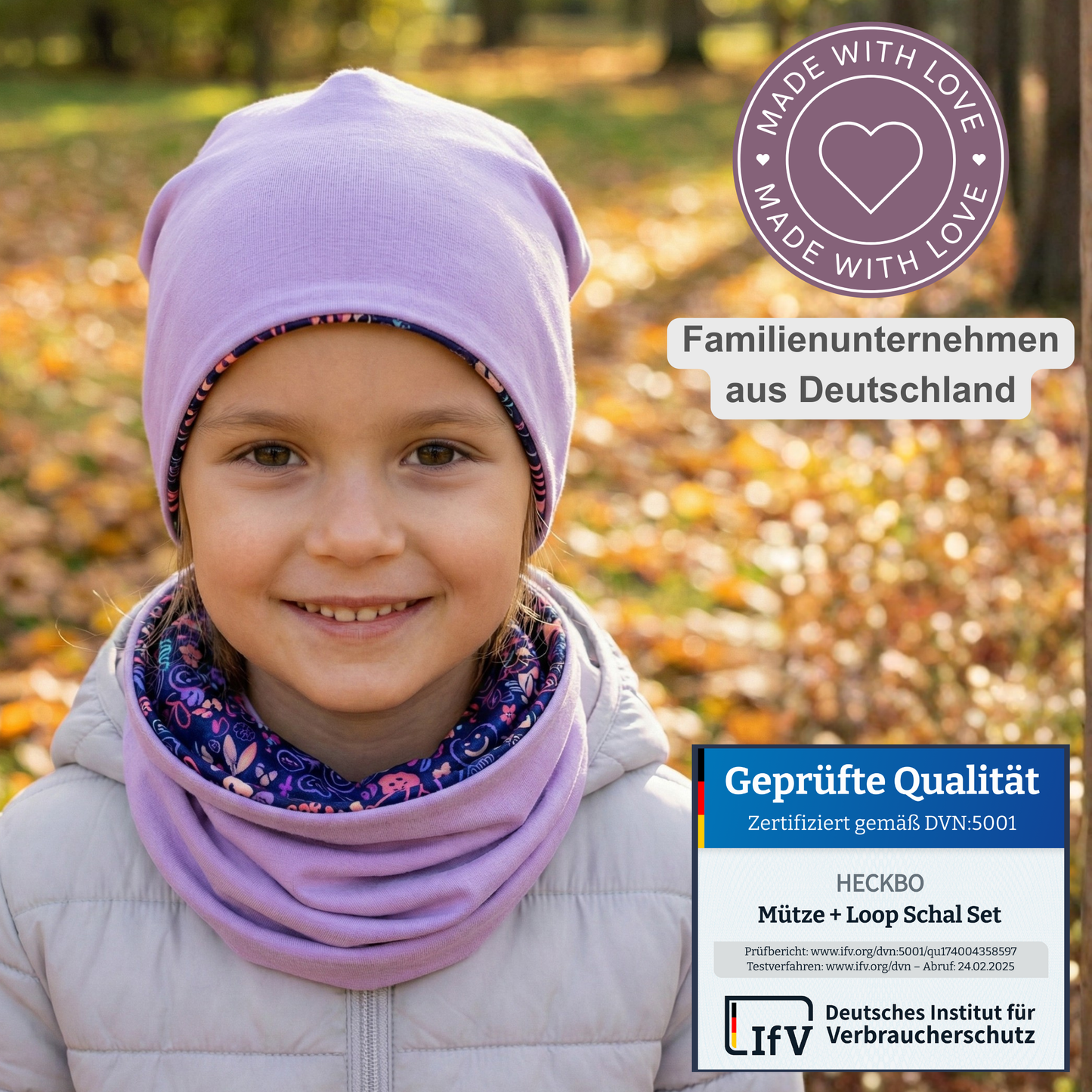 Kinder Beanie Mütze & Loop - Flower Power