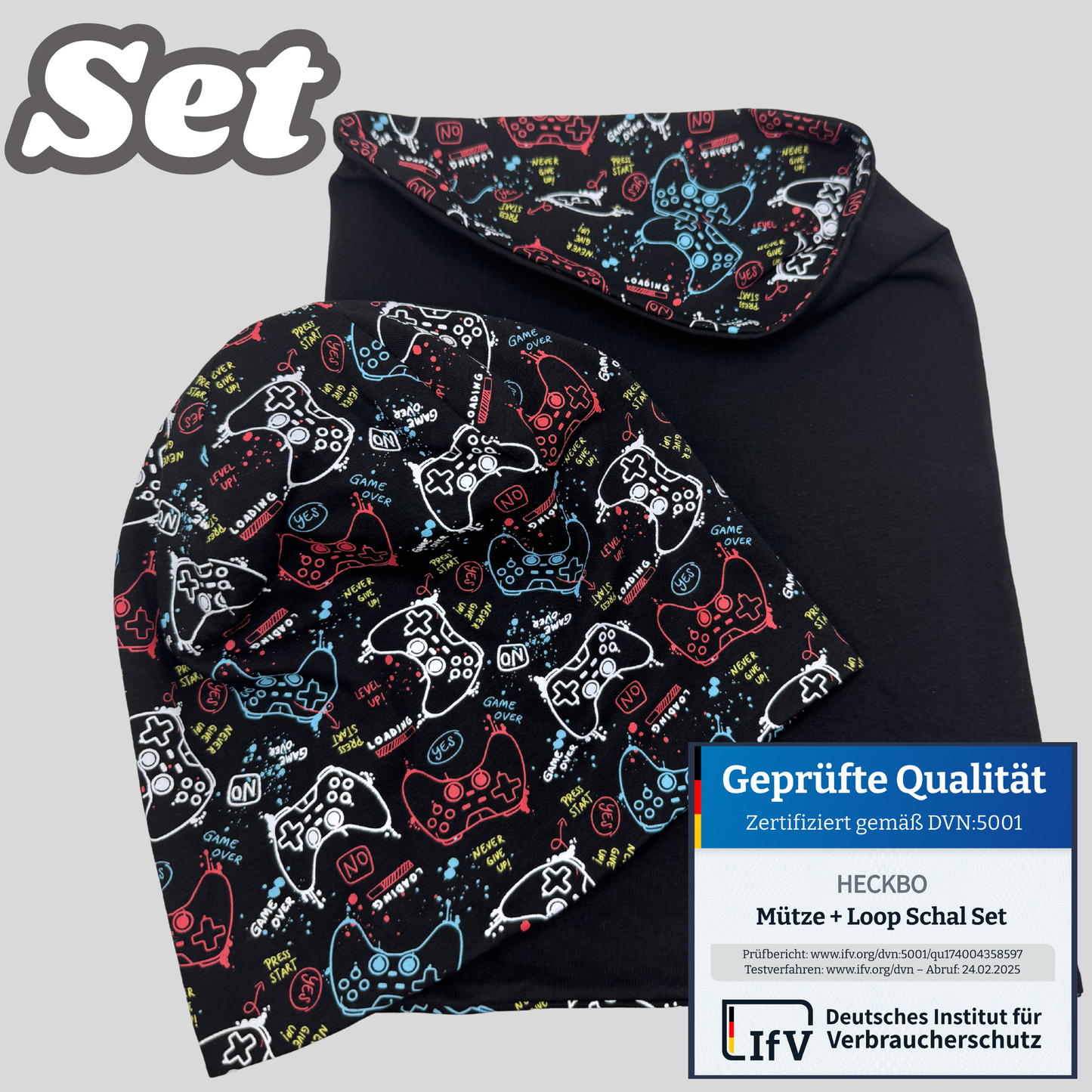 Reflektor Kinder Beanie Mütze & Loop - Gaming