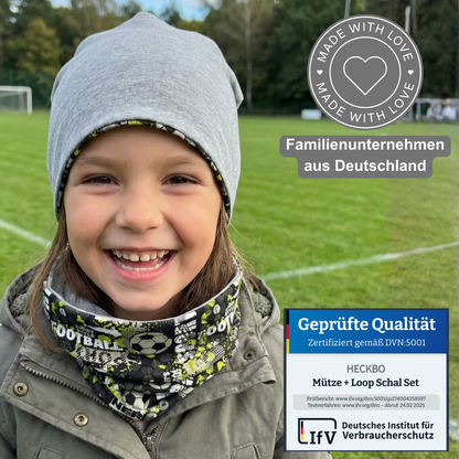 Kinder Beanie Mütze & Loop - Fussball