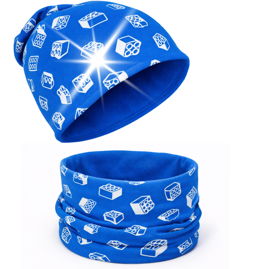 Reflektor Kinder Beanie Mütze & Loop - Bausteine